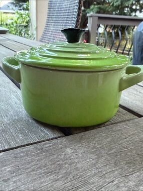 Le Creuset Lime Green Mini Round Dutch Oven with Dark Knob